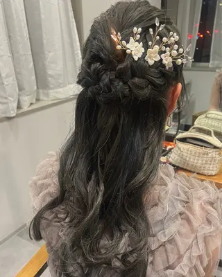 ロング カラー パーマ ヘアアレンジ メンズ 透明感カラー／ 新潟万代/池野里衣のヘアスタイル