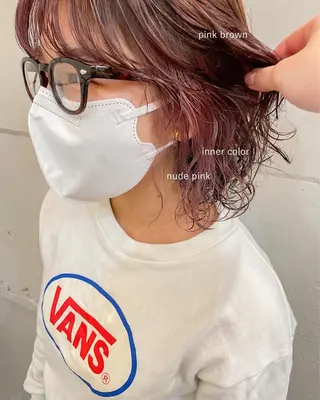 ショート カラー パーマ ボブ ブリーチ/miinaのヘアスタイル