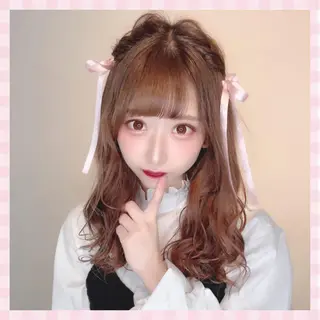 セミロング ヘアアレンジ 💗ガーリーヘア🎀 saki💗のヘアスタイル