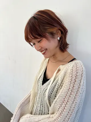 ショート カラー ボブ/巻ける縮毛矯正 /韓国レイヤーはなのヘアスタイル