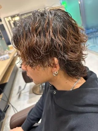 セミロング パーマ メンズ 💈メンズ特化 美容師サキ💈のヘアスタイル