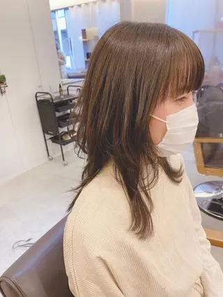 ロング 顔周りデザイン/ ママ美容師/濱ほのかのヘアスタイル