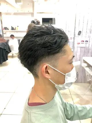ショート パーマ メンズ 髪質改善× ハイライト溝江のヘアスタイル