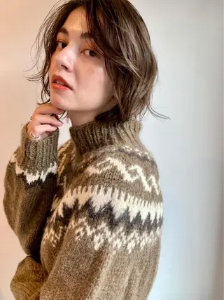 ミディアム カラー パーマ CEINE【セーヌ】 三軒茶屋のヘアスタイル