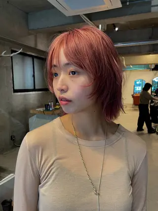 ミディアム カラー パーマ/レイヤー 岩山丈一郎のヘアスタイル