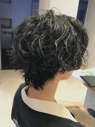 ショート カラー パーマ メンズ 小林 優太　メンズパーマ✨のヘアスタイル