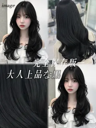 ロング カラー Sakuraෆ˚* 暗髪×まつパ🖤🥀のヘアスタイル