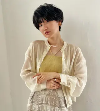 ショート パーマ 上品な暖色/丸みボブ Chie🪷のヘアスタイル