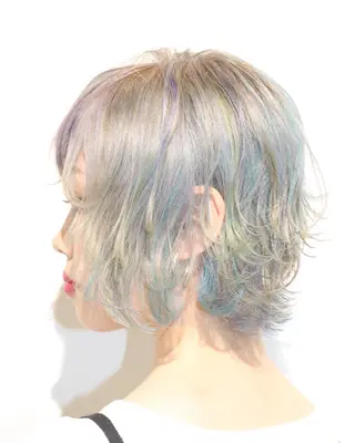 ミディアム カラー パーマ ヘアアレンジ ネイル マツエク・マツパ ハイトーン特化🤍 浦住のヘアスタイル