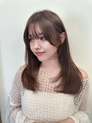 セミロング カラー ヘアアレンジ 顔周りcut/ 艶ワンカラー♥ちさきのヘアスタイル