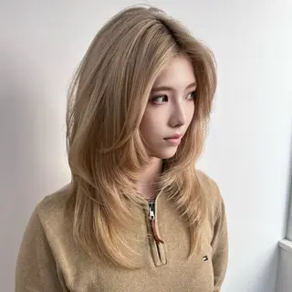 カラー 武田涼レイヤーカット 髪質改善×縮毛矯正のヘアスタイル