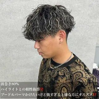 ショート カラー パーマ ヘアアレンジ メンズ キッズ 🔥メンズパーマ🔥 菅原楓のヘアスタイル
