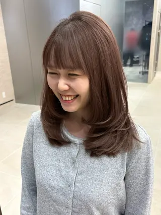 ミディアム カラー PULSE yokohama所属・横浜駅/韓国レイヤー カット/髪質改善のヘアスタイル