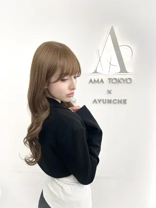 ロング カラー 透明感カラー✨🩵 韓国ヘアkanatoのヘアスタイル