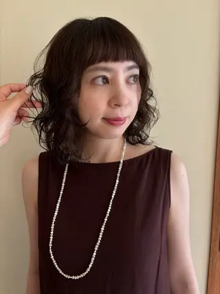 ミディアム カラー パーマ satsuki 暖色・ブラウンカラーのヘアスタイル