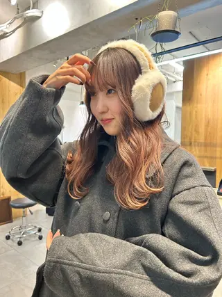 セミロング じゅわっと暖色カラー 🍊Moemiのヘアスタイル