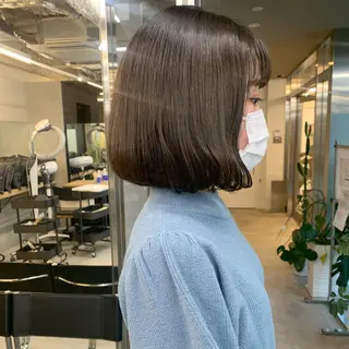 ミディアム カラー 透明感/オリーブ/ グレージュ/YUKAのヘアスタイル