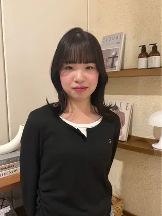 ミディアム 武田玲音/カラー モデル/堀江のヘアスタイル