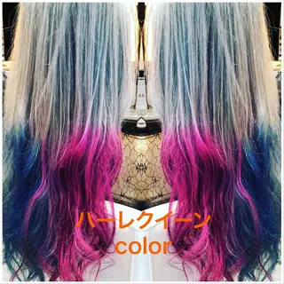 ロング カラー ハイライト/ブリーチ バレイヤージュ関佳祐のヘアスタイル