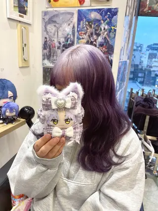 セミロング カラー 💖推しカラー💖 オタク美容師✂ゆづきのヘアスタイル