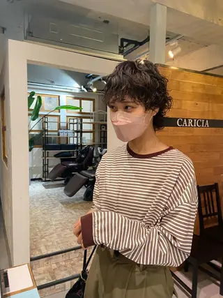 ショート パーマ 田中 あやなのヘアスタイル