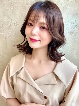 ミディアム カラー パーマ ヘアアレンジ Surpass所属・🌈小顔似合わせ SHIHO🌈のヘアスタイル