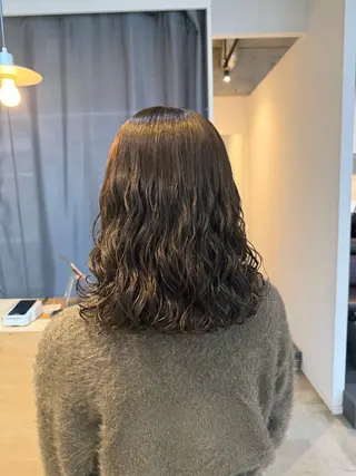 セミロング デジタルパーマ/ ウェーブパーマ/神野のヘアスタイル