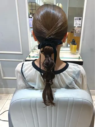 セミロング ヘアアレンジ 韓国ヘア🍒渡辺 咲🍒のヘアスタイル