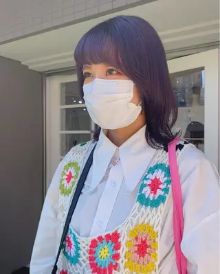 ミディアム カラー ヘアアレンジ 🧡梅田ハイトーン カラー🧡runaのヘアスタイル