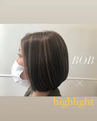 ミディアム カラー ブリーチ無し白髪ぼか し/艶髪/津嘉山のヘアスタイル