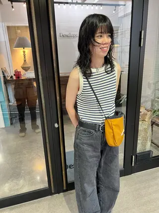 ミディアム カラー パーマ 千葉 郁也のヘアスタイル