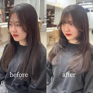 ロング レイヤーカット/ 縮毛矯正/ミサキ💐のヘアスタイル
