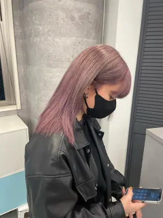 セミロング ♡似合わせハイトーン ♡maiのヘアスタイル