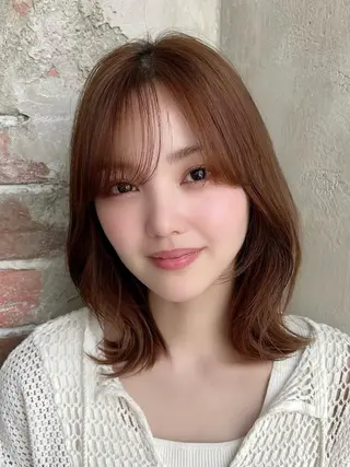 ミディアム カラー 🧡くびれヘア/前髪 顔周り🧡久原結衣のヘアスタイル