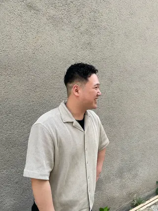 パーマ メンズ 慎太朗/パーマ/ボブ /センターパートのヘアスタイル