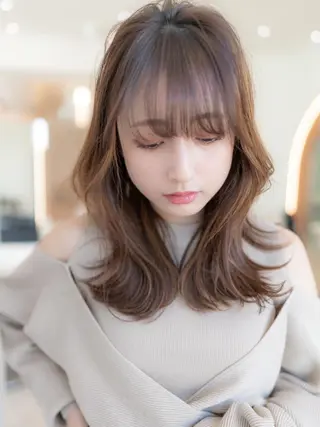 ミディアム 天神/透明感カラー ツヤ髪/nonokaのヘアスタイル