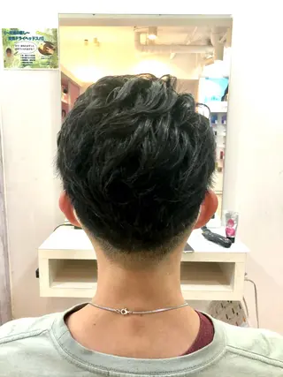 ショート パーマ メンズ 髪質改善× ハイライト溝江のヘアスタイル