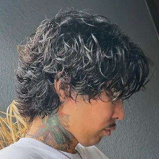 ミディアム パーマ メンズ 立川/メンズパーマ 厚進太郎のヘアスタイル