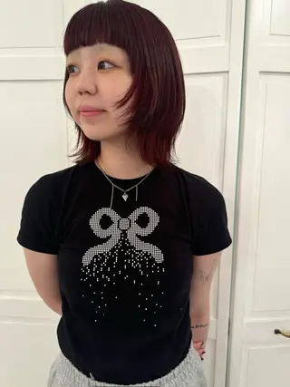 カラー ブリーチカラー🎀 韓国風/寺門美優のヘアスタイル