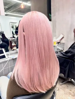 ロング るかハイトーンピンク カラー/プルエクステのヘアスタイル