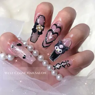 ネイル リボン、ガーリー パーツ放題専門店のネイルデザイン