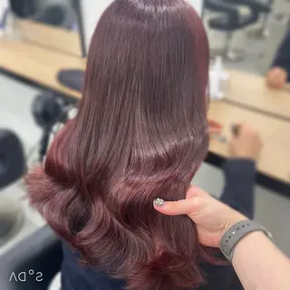 ロング カラー 💗愛され暖色💗 ピンク/レッド💗のヘアスタイル