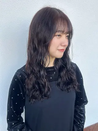 ロング カラー パーマ ルプラボウ  藤原 千紗のヘアスタイル