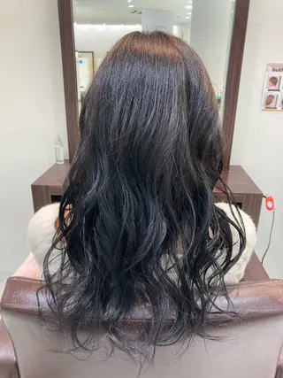 ロング カラー パーマ グランアージュ　ネオ所属・Ryu/ハイトーン/ デザイン/髪質改善のヘアスタイル