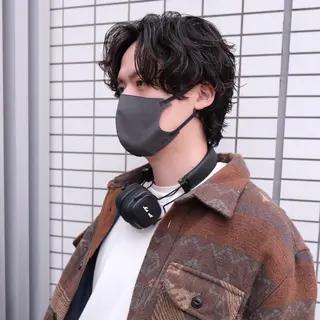 ミディアム パーマ メンズ トレンドパーマ /大阪/福島駅/りなのヘアスタイル