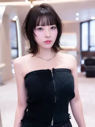 ミディアム カラー 渋谷/レイヤーボブ・ 韓国ボブ特化/楓のヘアスタイル