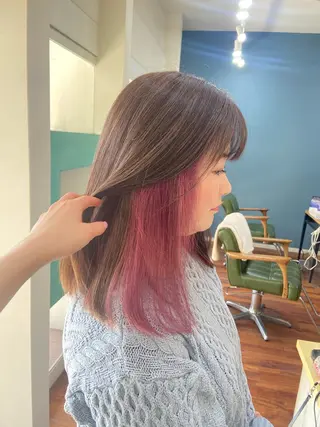 セミロング カラー 髪質改善/ストレート /透明感/西川奈穂のヘアスタイル