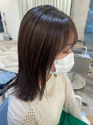 ミディアム ベージュ/レイヤー カット🤍Rieのヘアスタイル