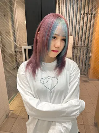 セミロング カラー MEI🎀つやカラー 🎀レイヤー🎀渋谷のヘアスタイル