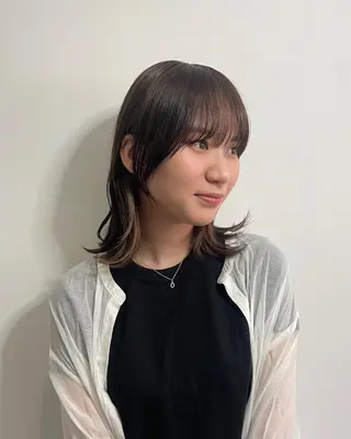 セミロング カラー 奥田 誠司のヘアスタイル